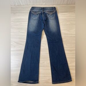 SouthPole Bootcut Low Rise Pocket Embellished Dark Wash Blue Jeans Size 9 Y2K